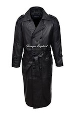 Mens Leather Trench Coat Black