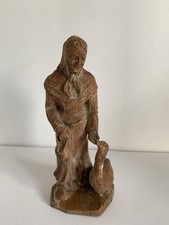 Hand Carved Wooden SIC Handgemalt France Farm Woman & Duck Ornament