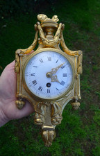 Small Antique Ormolu Rococo CARTEL CLOCK White Enamel Dial 8-day Wall Timepiece