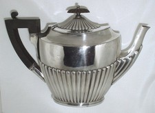 c1880! JAMES DIXON SHEFFIELD SUPERB SOLID THICKLY SILVER-PLATED GADROONED TEAPOT
