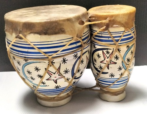 Vintage moroccan rawhide bongo - moroccan,