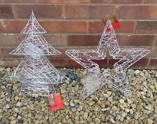 Christmas Tree & Star Decoration Light Up Wire Ornament Indoor LED Battery