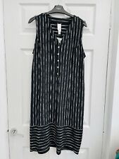 BNWOTs Marla Wynne Black & White Stripe V Neck Stretch Midi Dress Sz M 12