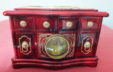 RETRO HARD PLASTIC MUSICAL JEWELLERY BOX WITH BALLERINA & CLOCK/PHOTO FRAME A/F