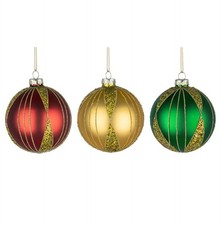 8cm glass baubles christmas - glass,