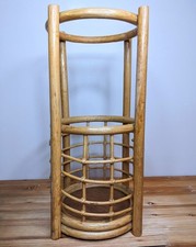 70s Vintage Bamboo Umbrella Stand Walking Stick Rattan Plant Holder Retro