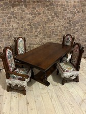 Dolls House 1/12 Scale Miniature Ornate Tudor Medieval Dining Table & Chairs
