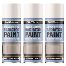 3 x 400ML Brilliant White Radiator Spray Paint Heat Resistant Quick Dry Aerosol