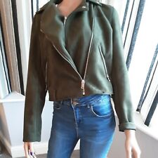 (G*) Primark Ladies Khaki Green Zip Jacket Plus 2 Zip Pocket Size 10 Used Cond