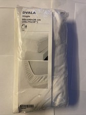 IKEA DVALA white  Cotton Fitted Bed Sheet UK Single Size (90 x 190)
