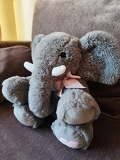 Asda Grey Elephant Sitting Plush Toy With Pink Bow The Heart On The Foot 12'