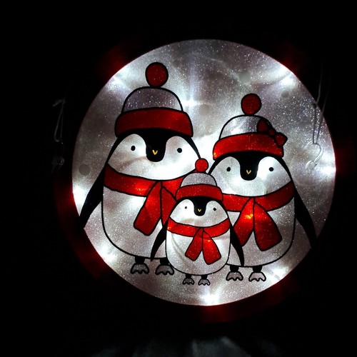 Led penguin family bauble - penguin,