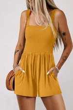 Smocked Square Neck Sleeveless