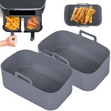 2Pcs Air Fryer Liners Silicone Pots Baking Dishes Trays Non Stick Handled Pans