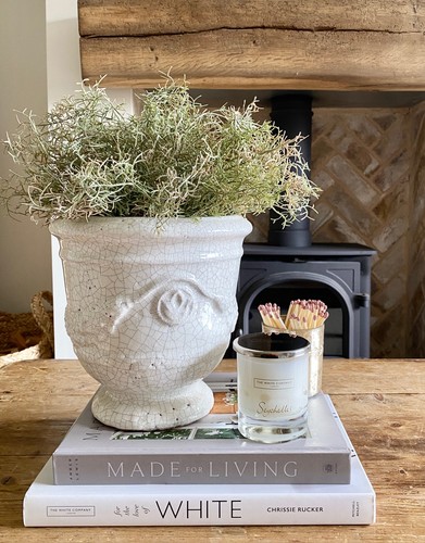 White ceramic crackle graze - white,