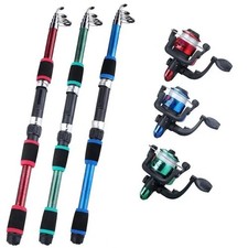 Fishing Pole Set Full Kits Telescopic Rod Spinning Reel Baits Hooks Travel UK