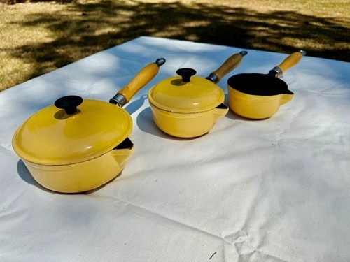 Vintage cast iron yellow - cast,