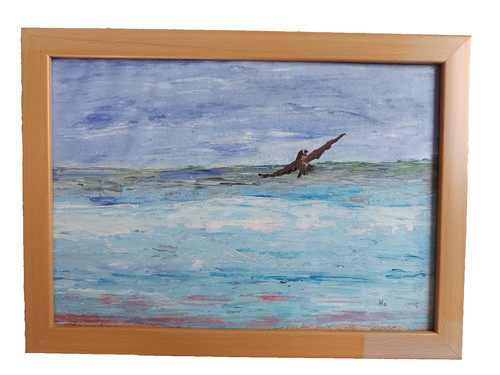 Acrylic painting happy bird - "happy, bird"