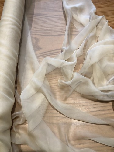 Pure silk chiffon - silk, beige,