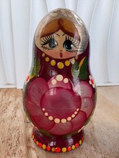 Wooden Russian Nesting Dolls Matryoshka 5 Piece Set Hand Painted Vintage Bright
