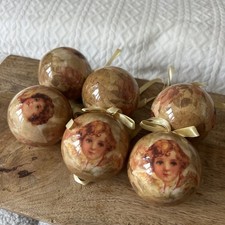 Vintage Victorian Style Angel Cherubs Paper Mache Christmas Ornaments Baubles