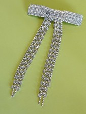 Beautiful Large Glass / Diamante / Sparkly Bow Hair Clip / Barrette /17cm (B2039