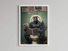 Superhero Comic print Black Panther Marvel Bathroom On The Toilet Funny Bathroom