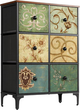 LYNCOHOME Chest of Drawers, 6 Drawer Fabric Bedroom Dresser Storage Drawrs, Unit