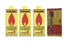  Genuine Ronsonol Premium Lighter Fluid Refill and Ronson Flints 9 pack UK 