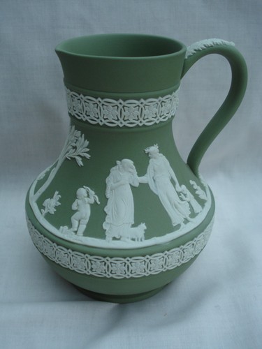 Vintage green jasperware jug - green,