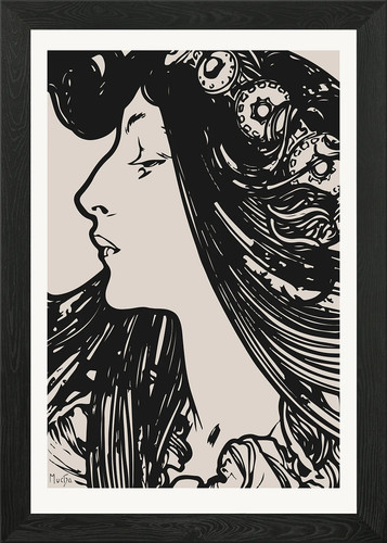 Art nouveau woman - with, gears