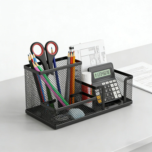 Metal mesh desk organiser - metal,