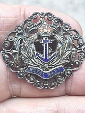WW1 WWII Royal Navy Silver Coloured Metal & Enamel Sweetheart Brooch Pin Badge 