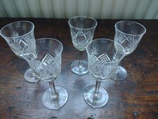 Set of 5 Cut Glass Sherry