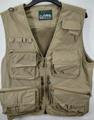 Mens medium fishing vest beige - medium,