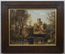 Kirkstall Abbey. Oil by listed
