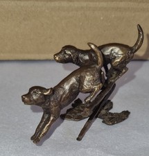 Butler And Peach Labradors Jumping Fence, Bronze