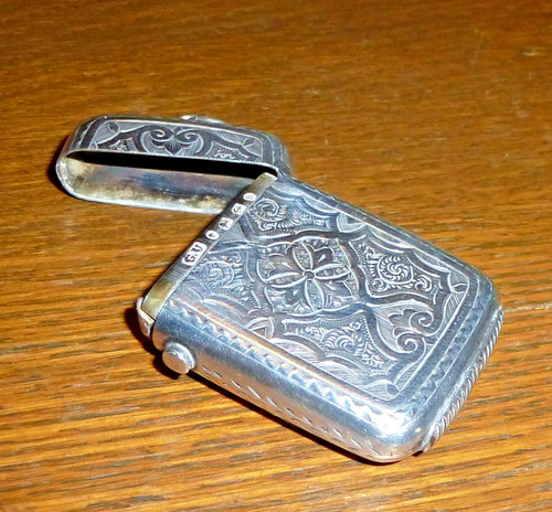 Victorian silver vesta case - silver,