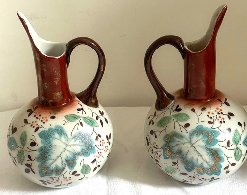 Pair antique hand painted - hand,