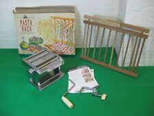 Stainless Steel Pasta Maker with 2 Recipes and wooden Pasta Drying Rack