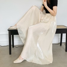 Lady Satin Flared Pants Wide