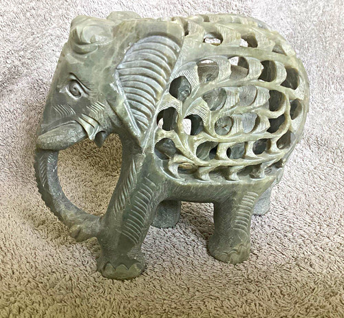 Soapstone elephant mother and - soapstone,