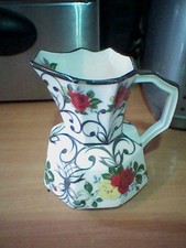 Bohemian Czechoslovakian Floral jug 15x15.5cm