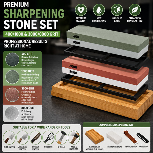 Knife sharpening stone set - stone,