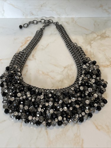 Heavy beaded bib statement - beaded,