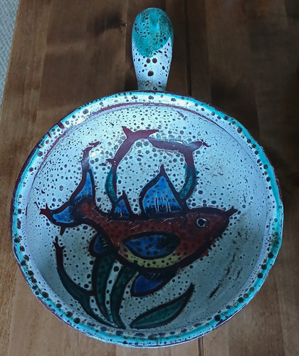 French ceramic fish pan round - fish,