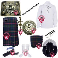 Men's Scottish Outfit Murray of Athol Tartan Thistle Kilt Pin Buckle Crest Set