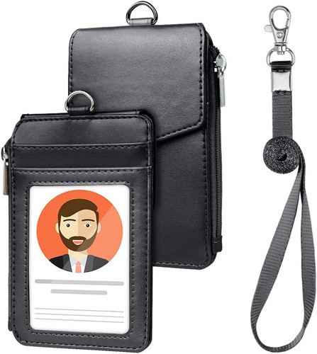 Leather badge holder id - pu,