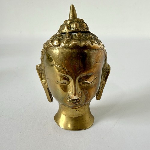 Brass buddha head - buddha, statue