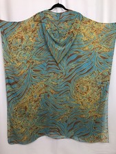 Camilla Franks Vintage Hooded Kaftan Turquoise & Animal Print Polyester Cover-Up